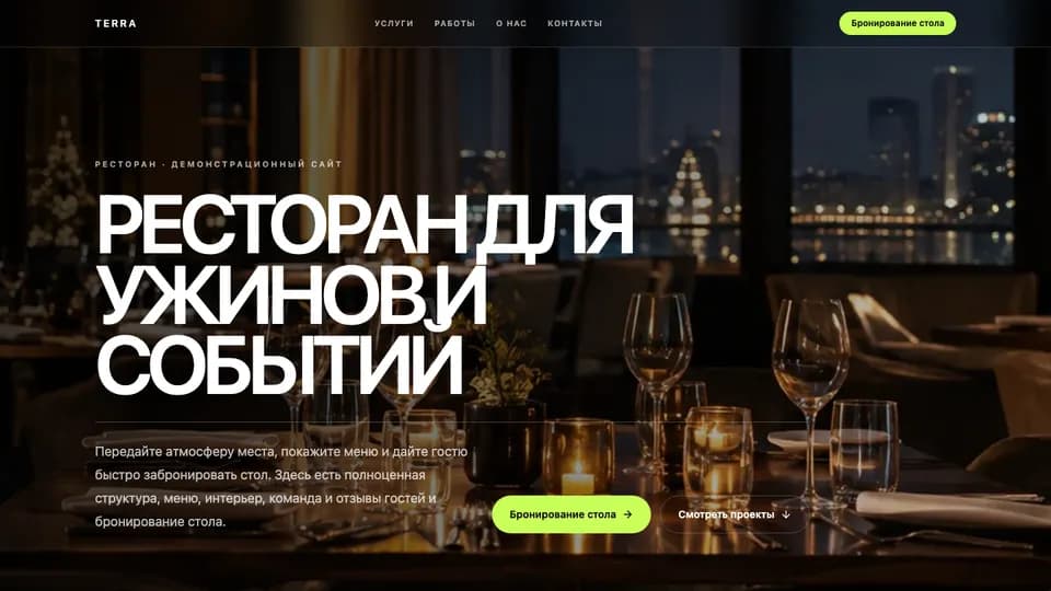 Первый экран сайта TERRA