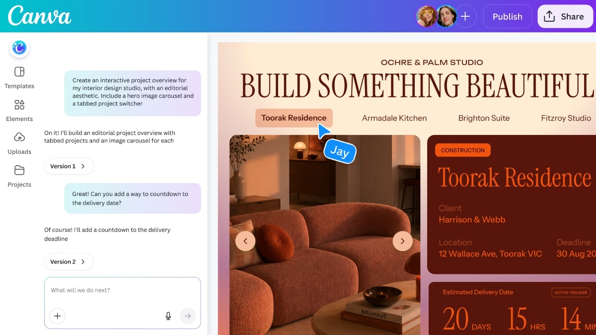Интерфейс Canva Code 2.0